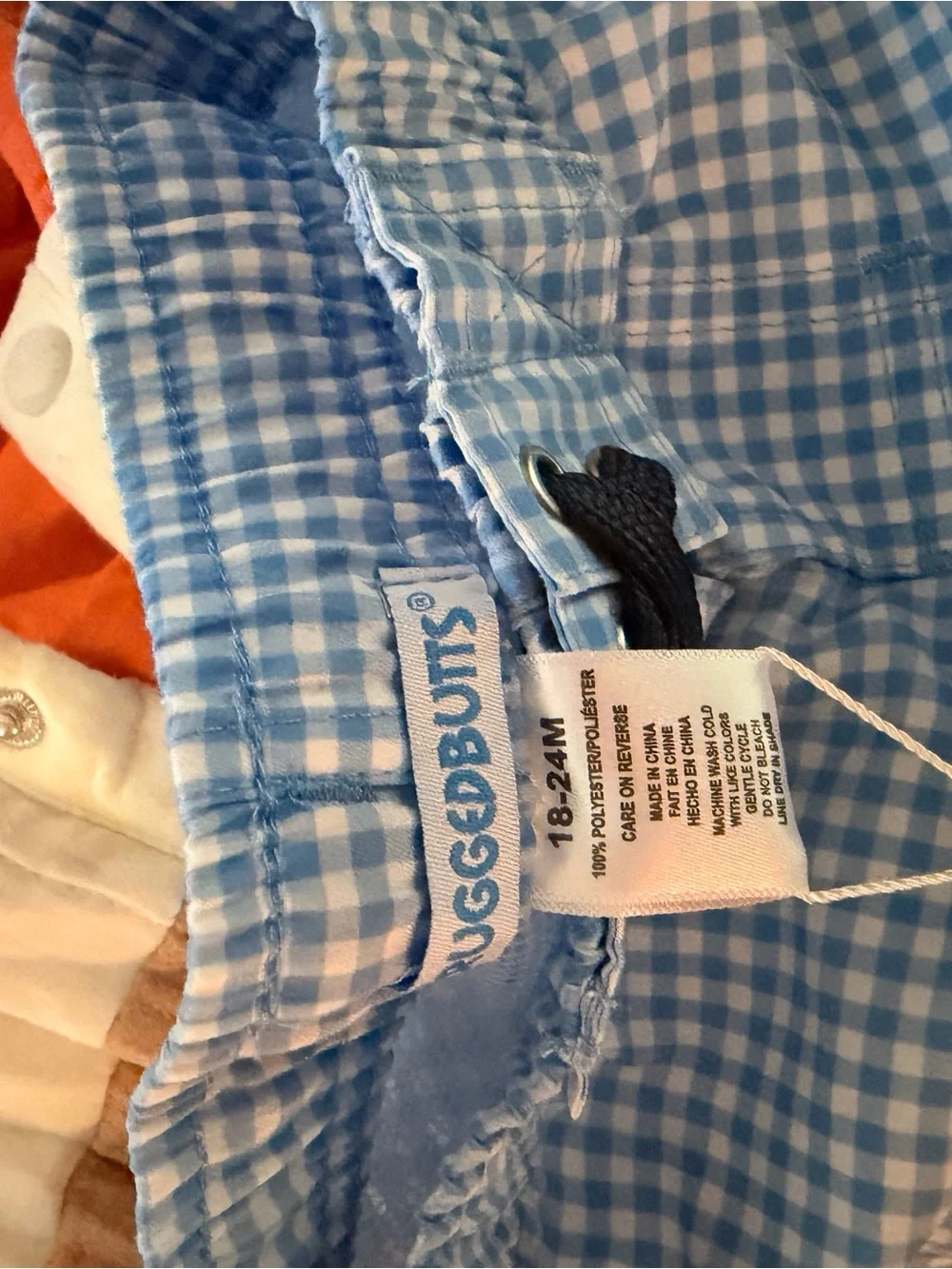 RuggedButts Light Blue Gingham Kids Swim Trunks